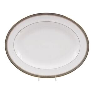 Royal Doulton Oval Platter 16" Turkey Serving Plate Clarendon China White Gold